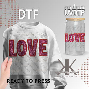 Love Faux Red Sequin DTF/UVDTF