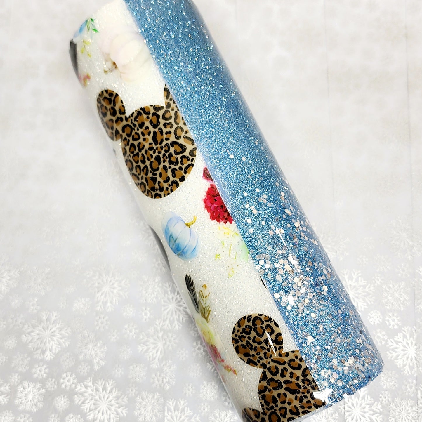 Floral Leopard Mouse Ears Half and Half 30oz Straight RTS (Ready to Ship) Tumbler