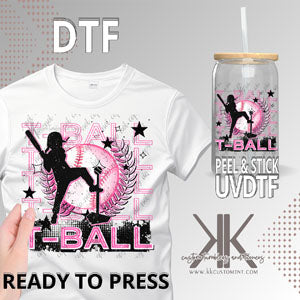 T-Ball Stacked-Pink DTF/UVDTF