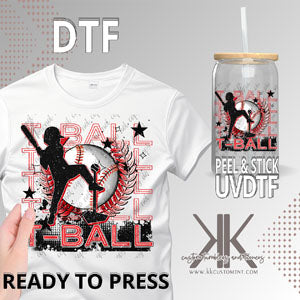 T-Ball Stacked-Red DTF/UVDTF