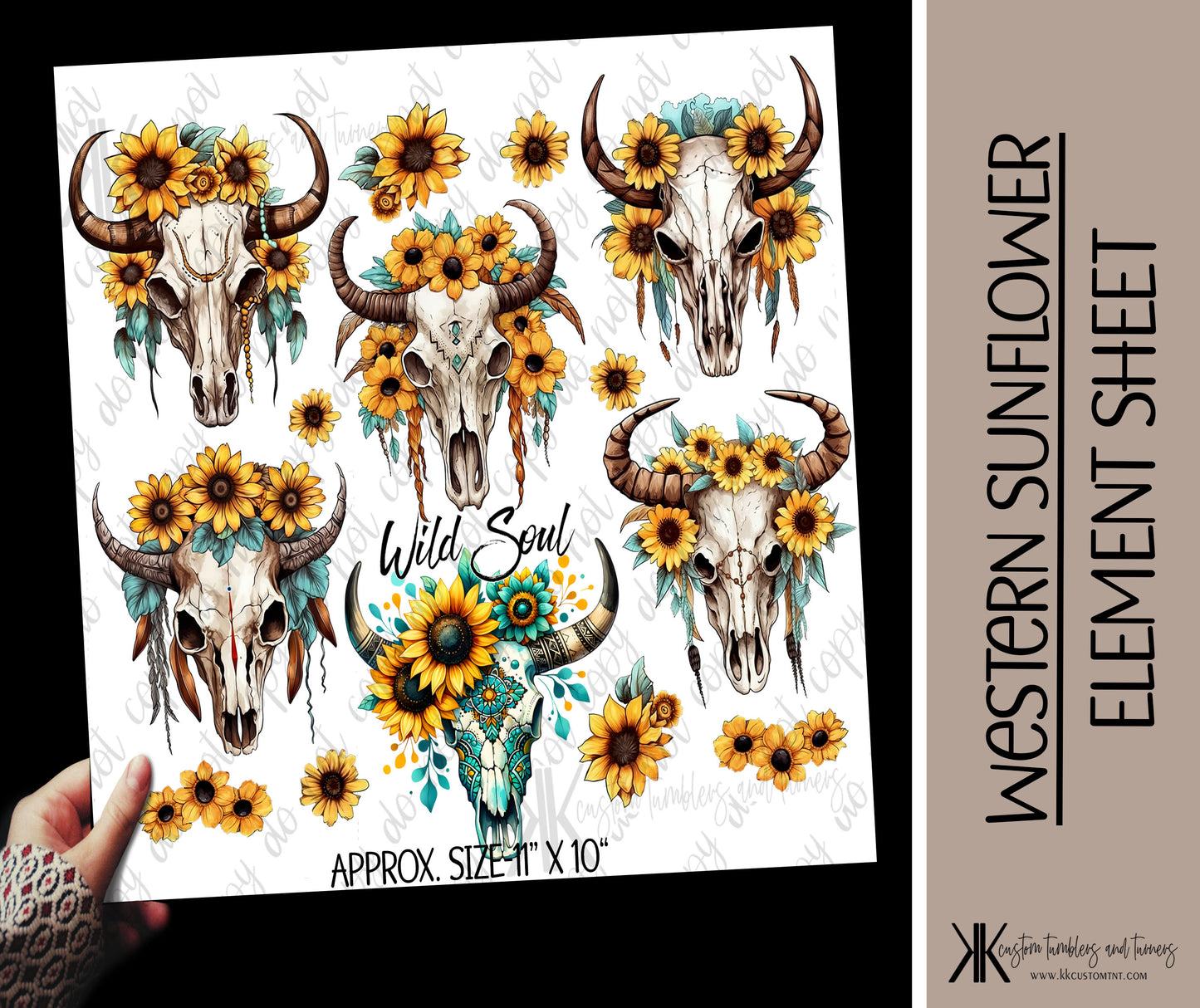 Sunflower Skulls UVDTF Element/ Decal Sheet