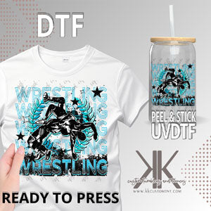 Wrestling Stacked - Blue DTF/UVDTF