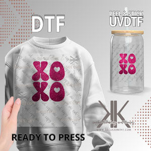 XOXO Faux Pink Glitter DTF/UVDTF