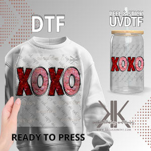 XOXO Faux Heart Glitter DTF/UVDTF