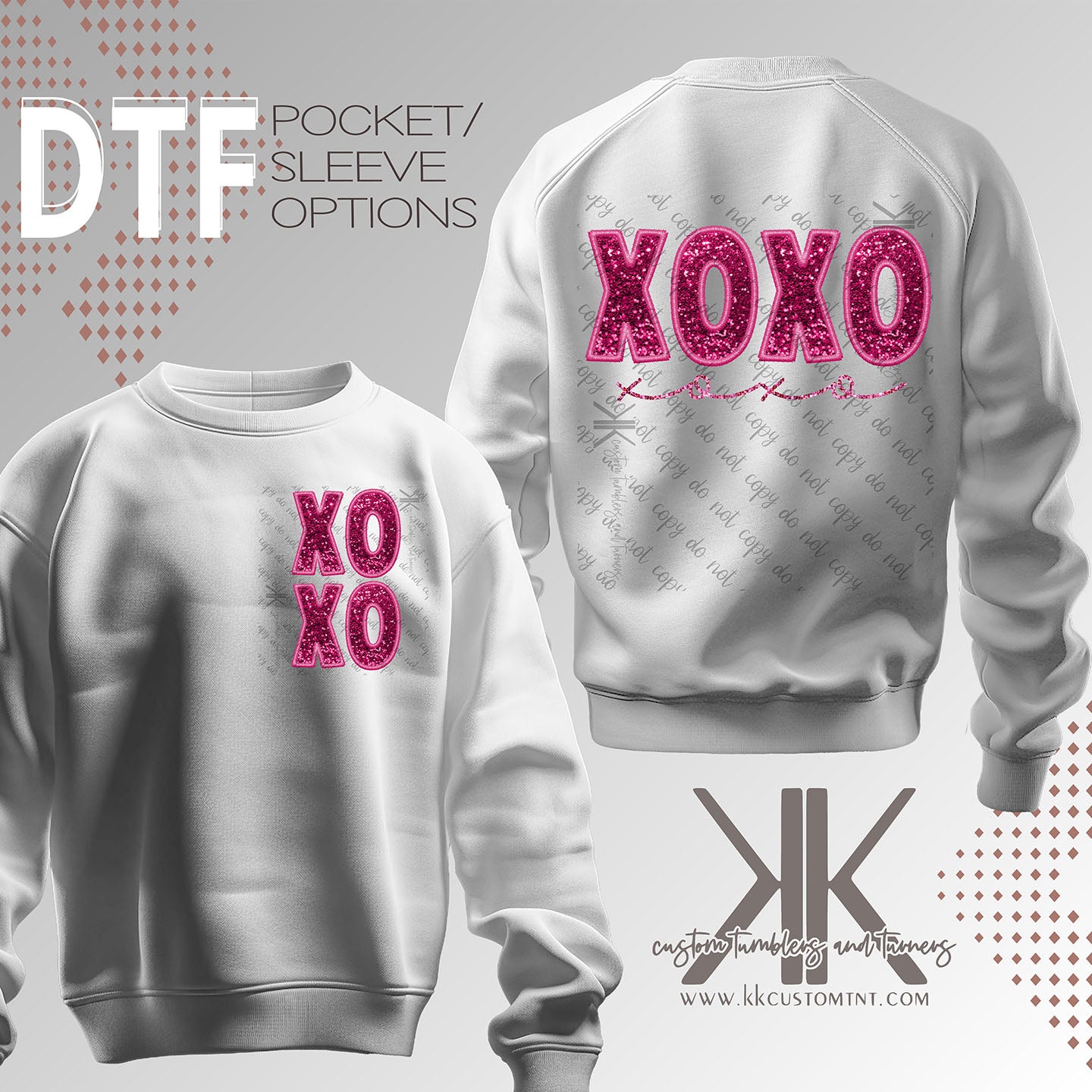 XOXO Faux Glitter DTF/UVDTF