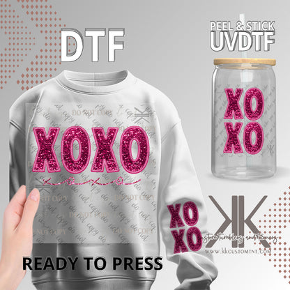 XOXO Faux Glitter DTF/UVDTF