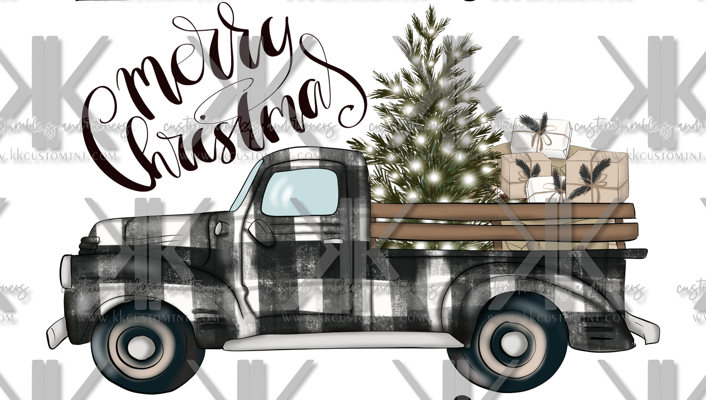 MERRY CHRISTMAS PLAID TRUCK DTF PRINT