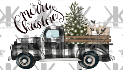 MERRY CHRISTMAS PLAID TRUCK DTF PRINT