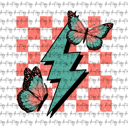 BUTTERFLY CHECKERED UVDTF DECAL