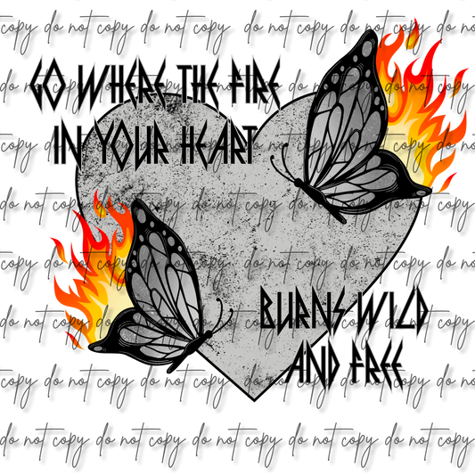 FIRE IN YOUR HEART BUTTERFLIES DTF ( WITH POCKET OPTION)