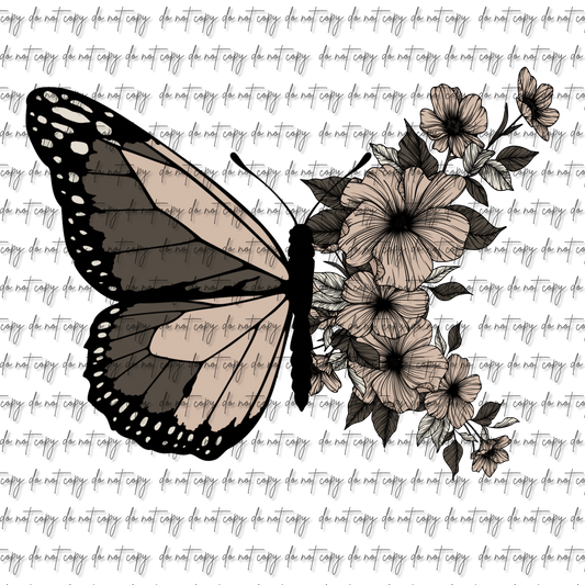 FLORAL BUTTERFLY UVDTF DECAL
