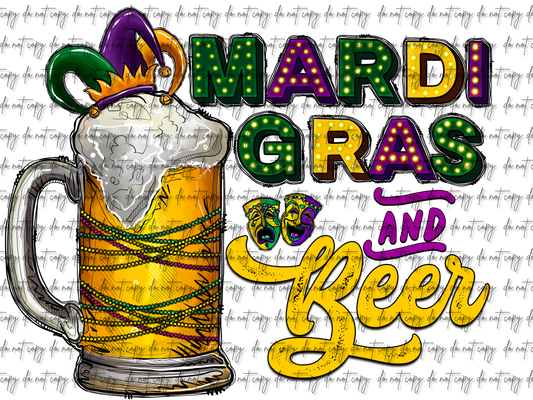 MARDI GRAS AND BEER DTF TRASNFER