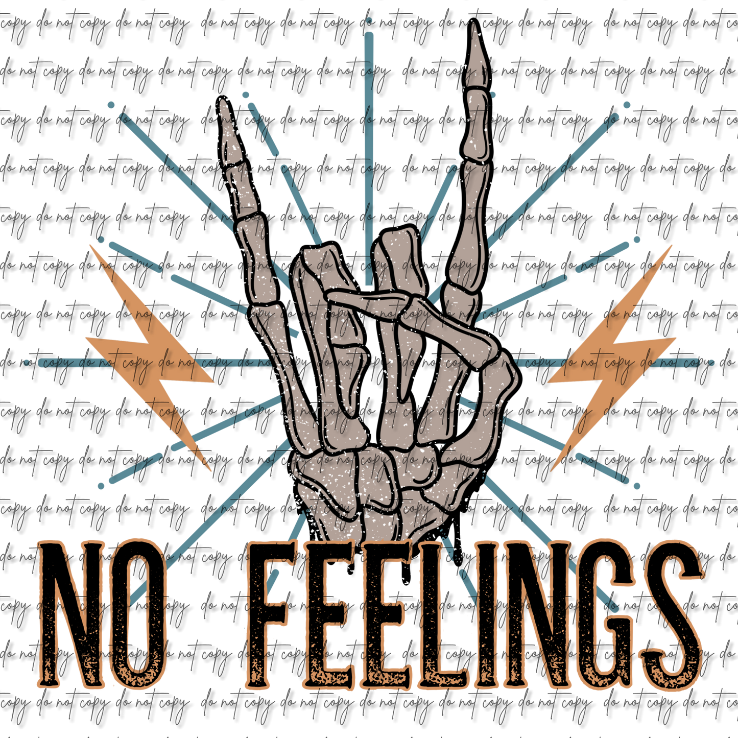 NO FEELINGS SKELLIE HAND DTF (W/POCKET OPTION)