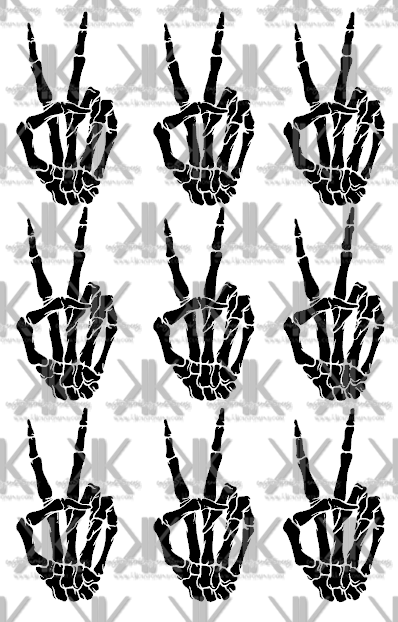 PEACE SKELLY HANDS BLACK OR WHITE  DTF