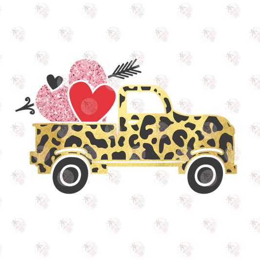 Leopard Truck of Hearts Full and Half Sheets PRINT ONLY