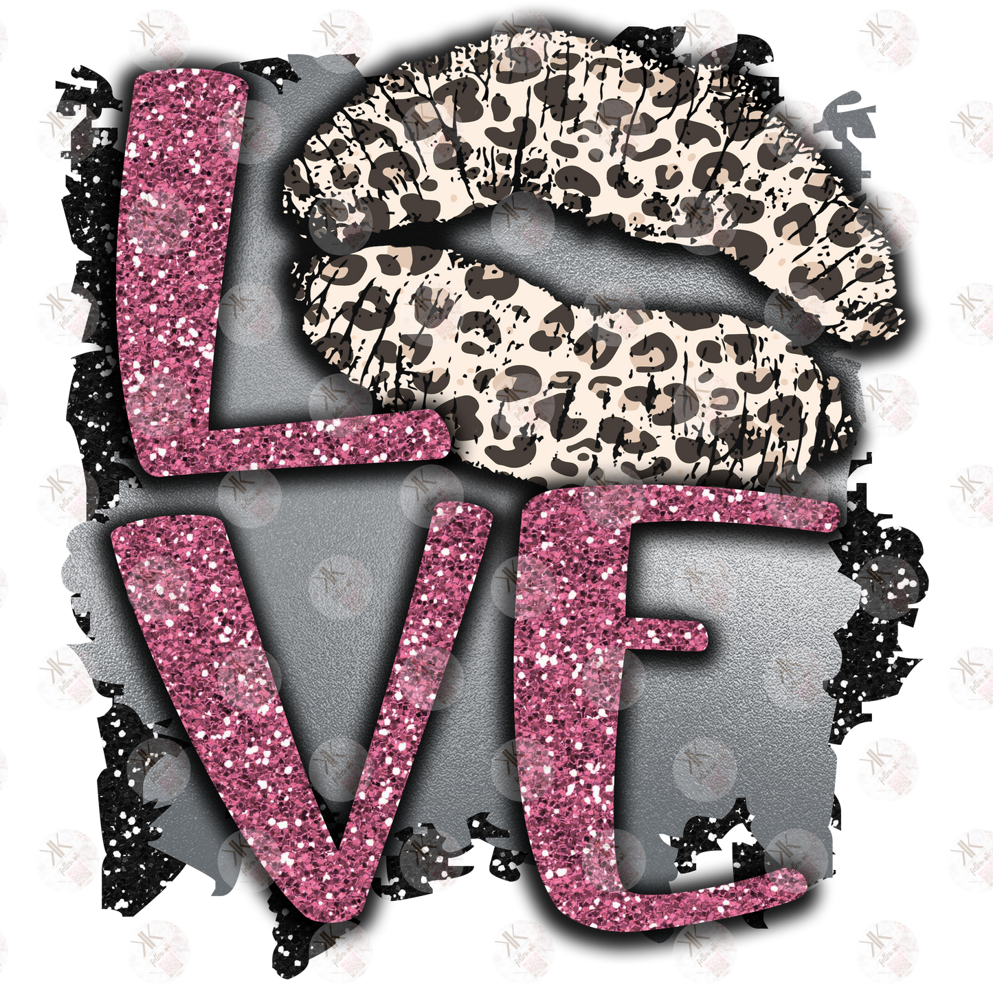 Leopard Lips Glitter Love DTF