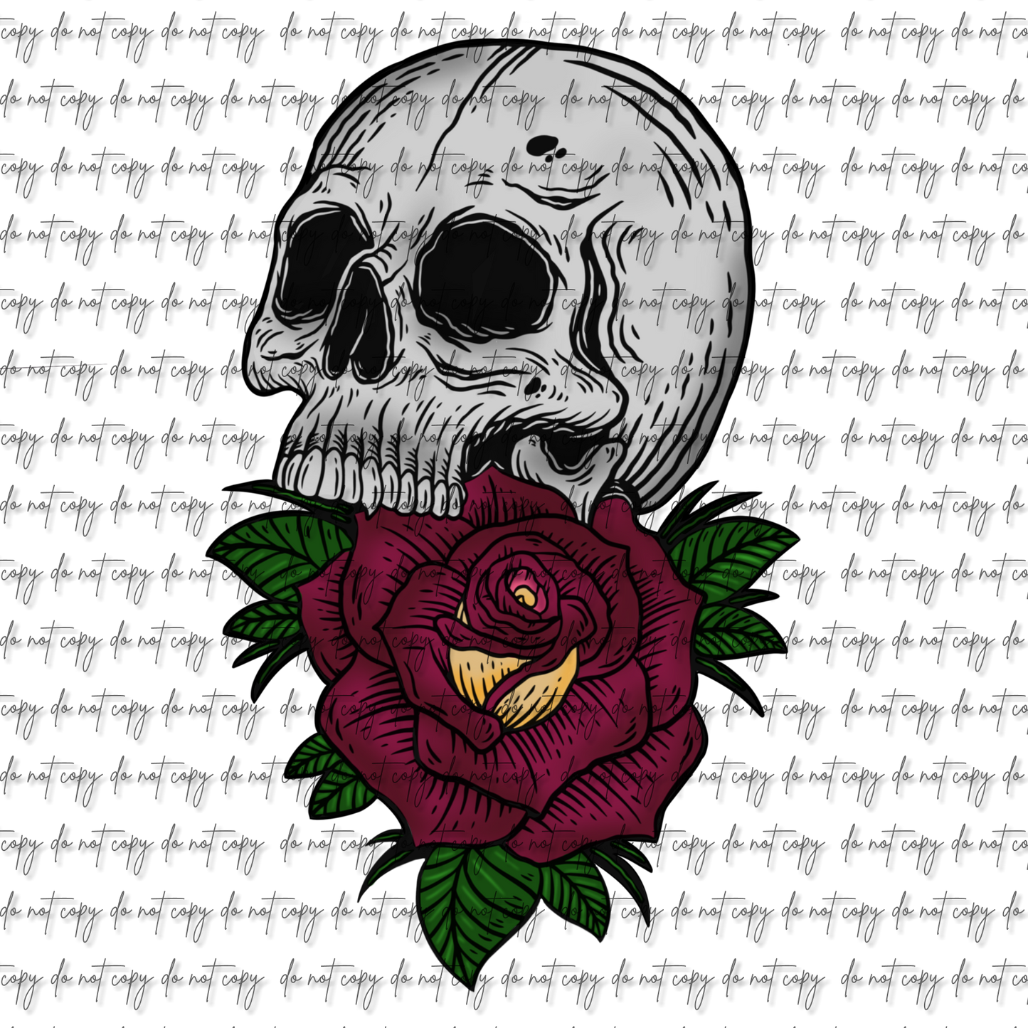 RED & YELLOW ROSE SKULL DTF