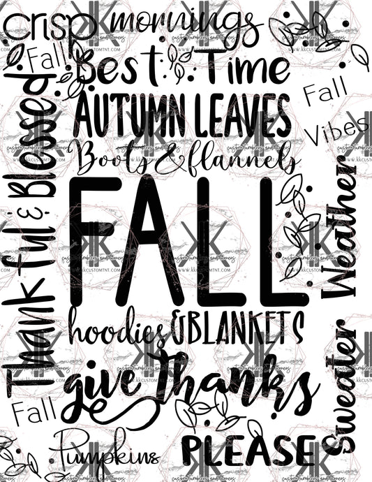 Fall Words PNG DTF