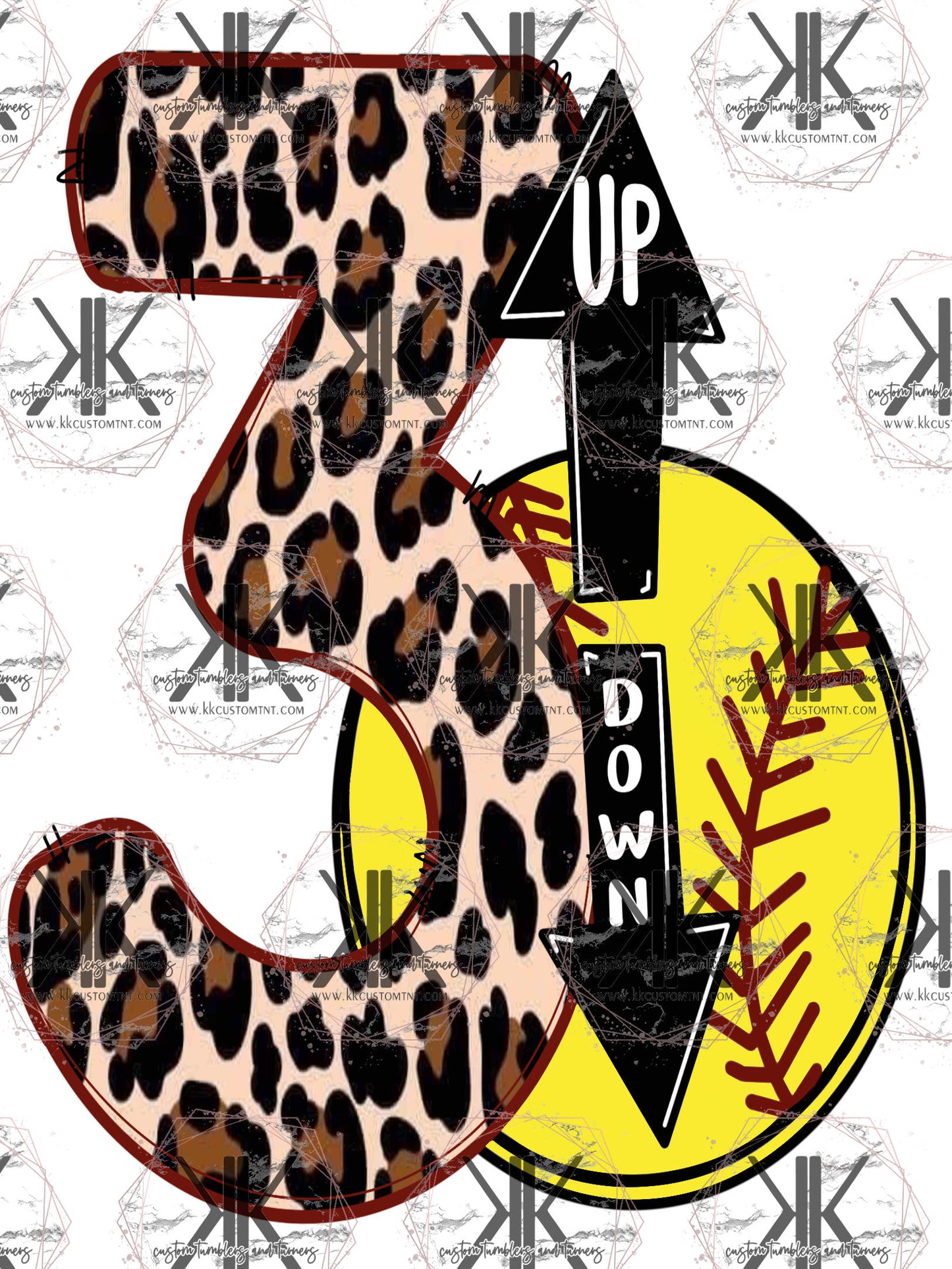 Softball 3 Up 3 Down Leopard  PNG **Digital Download Only**