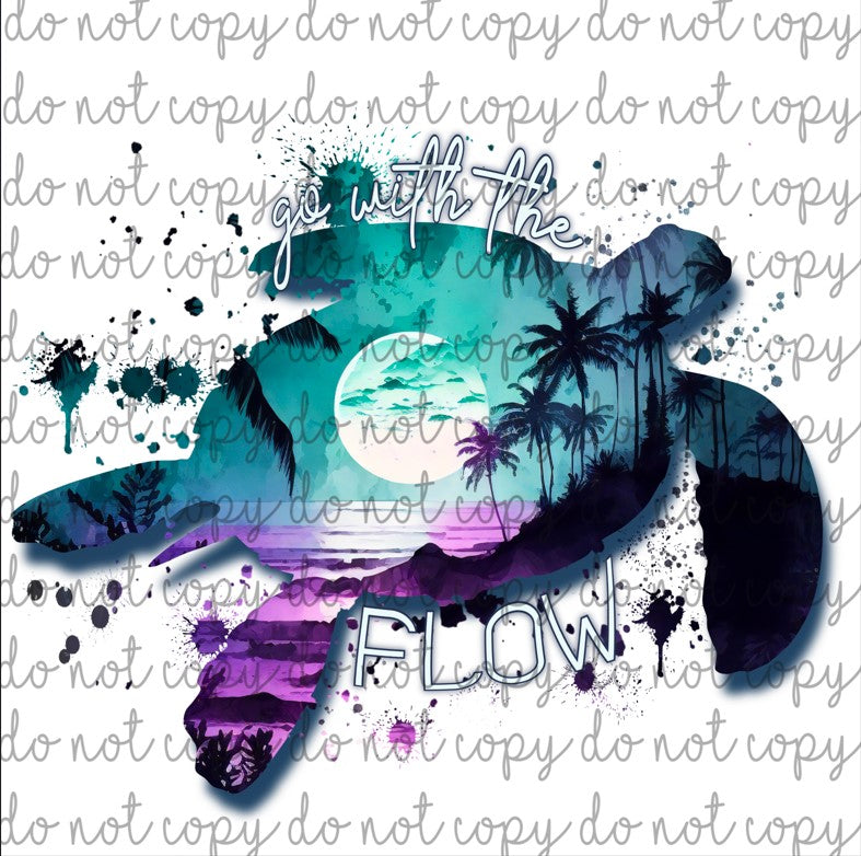GO WITH THE FLOW SEA TURTLE PNG *Digital Download Only**