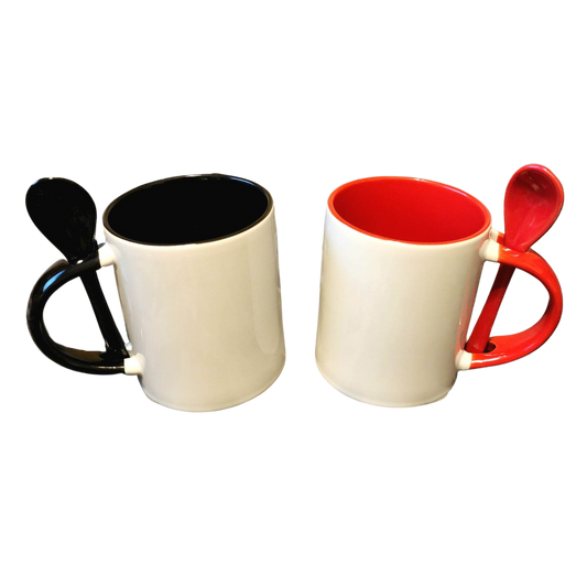 11oz Ceramic Sublimation Coffee Mug w/Ceramic Spoon