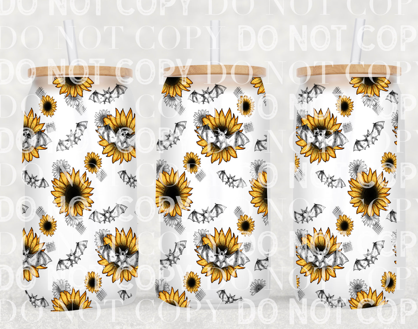 SUNFLOWERS & BATS UV DTF WRAP/DECAL